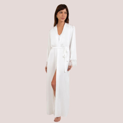 ROBE LONGO EM CETIM E RENDA SWEET MATERNITY