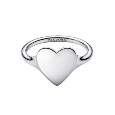 Engravable heart sterling silver ring