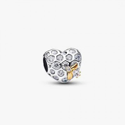 Multimetal fixed charm. Honeycomb puffy heart