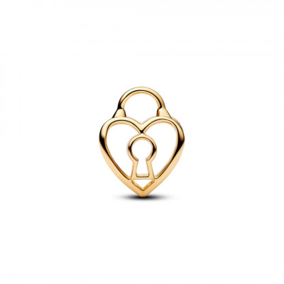 Heart padlock 14k gold-plated charm
