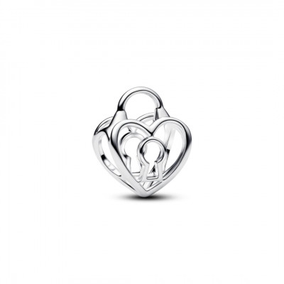 Heart padlock sterling silver charm