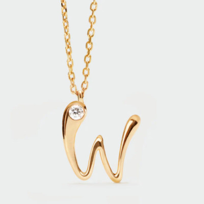 W initial pendant necklace