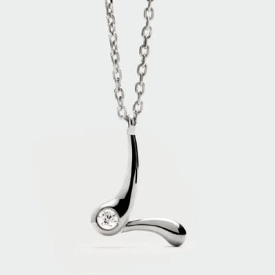 L initial silver pendant necklace