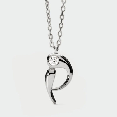 P initial silver pendant necklace